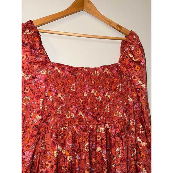 BOG Collective Size L Prairie Maxi Dress Orange Rust Floral Utah Mom Boho Modest - Picture 11 of 12